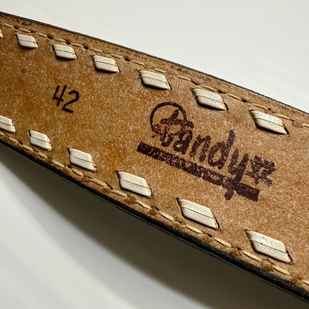 Men's Tandy Leather Belt‎ With Colt Revolvers Belt Buckle Size 42 (0167)A6
